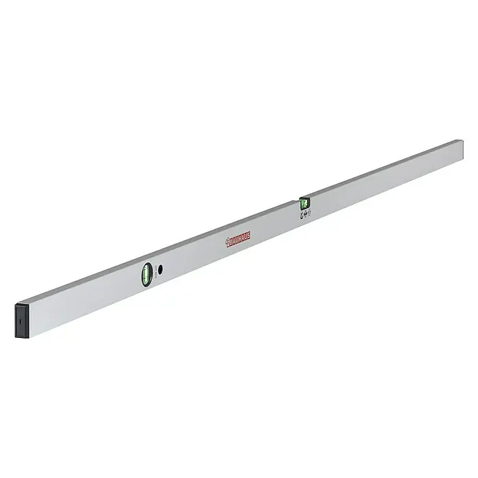 BAUHAUS Wasserwaage200 cm, Anzahl Libellen: 2 Stk. - Wasserwaage aus Aluminium, ein robustes Werkzeug für präzise Messungen, ideal für Bau- und Heimwerkerprojekte.