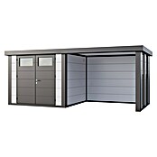 Telluria Metallgerätehaus Classico 2724 mit Lounge S rechts inkl. 2 Fenster (Außenmaß inkl. Dachüberstand (B x T): 572 x 258 cm, Stahl, Weiß/Anthrazit, Ohne Set) | BAUHAUS