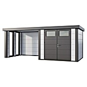 Telluria Caseta metálica Classico 2724 con salón a la izquierda y 2 ventanas (Medidas ext. (An x Pr): 572 x 258 cm, Acero, Blanco/Antracita, Sin set) | BAUHAUS
