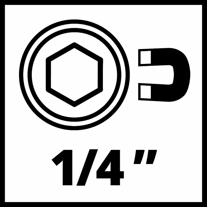 Einhell Classic Trockenbauschrauber TC-DY 710 E - 710 W - Symbol für einen magnetischen 1/4-Zoll-Sechskant-Bit-Aufsatz, ideal für Schraubarbeiten.