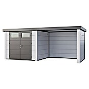 Telluria Metallgerätehaus Classico 2724 mit Lounge S rechts (Außenmaß inkl. Dachüberstand (B x T): 572 x 258 cm, Stahl, Weiß, Ohne Set) | BAUHAUS