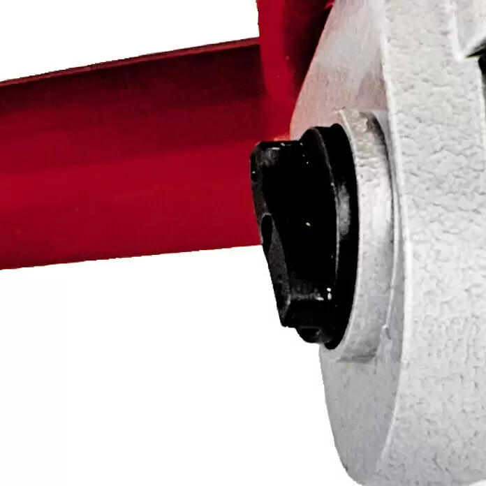 Einhell Farb- & Mörtelmischer TE-MX 1600-2 CE TWIN - Durchmesser Rührer: 120 mm, Sechskant - Rotes Maschinenteil, verbunden mit einem strukturierten grauen Gehäuse und schwarzem Gelenk.