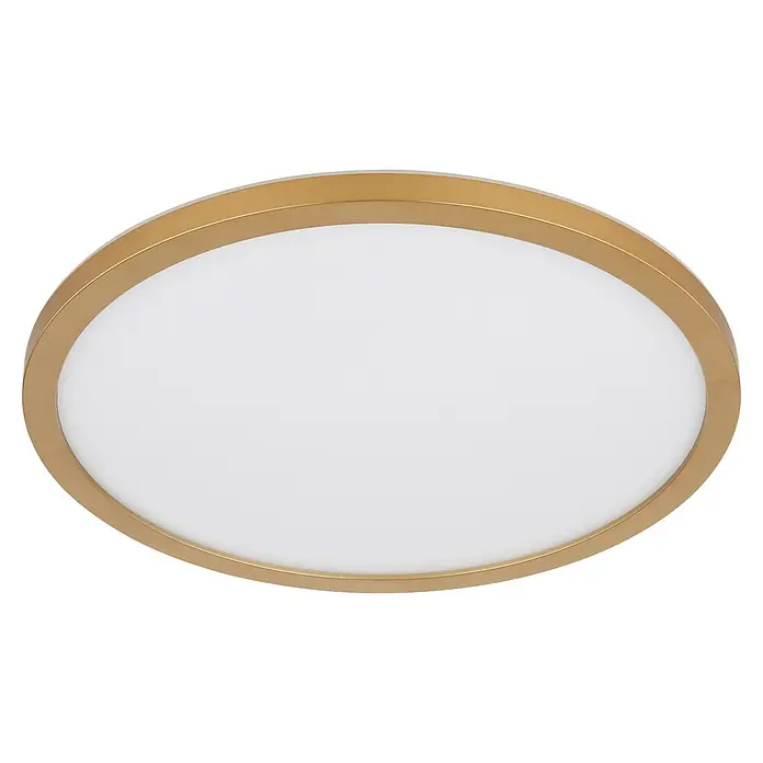 Globo LED-Deckenleuchte rund Sapana - 18 W, Warmweiß, Messing, Ø x H: 29,4 cm x 25 mm - Deckenleuchte mit goldenem Rahmen und ovalem Lampenschirm. Elegantes und modernes Design für eine stilvolle Beleuchtung im Raum.