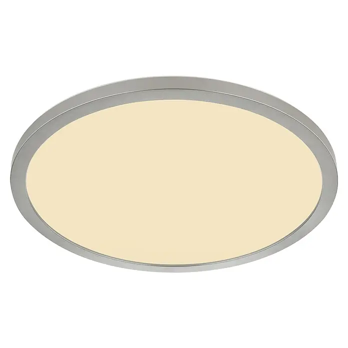 Globo LED-Deckenleuchte rund Sapana - 18 W, Warmweiß, Nickelfarben, Ø x H: 29,4 cm x 25 mm - Ein modernes, silbernes LED-Panel für die Decke. Die Leuchte sorgt für eine angenehme, gleichmäßige Ausleuchtung im Raum.