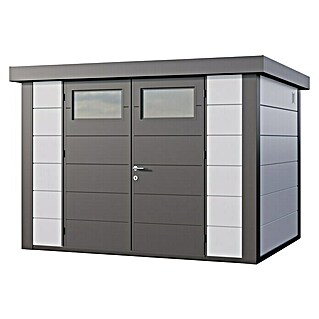 Telluria Gerätehaus Classico 3024 (Stahl, Weiß/Anthrazit, Außenmaß inkl. Dachüberstand (B x T): 268 x 238 cm)