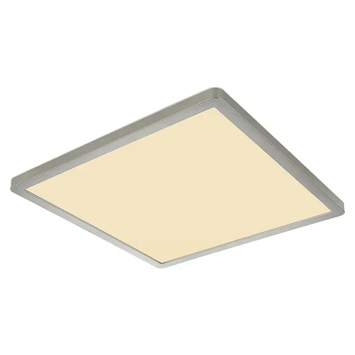 Globo LED-Deckenleuchte Sapana - 18 W, Warmweiß, Nickel, L x B x H: 29,4 x 29,4 x 2,5 cm - Moderne LED-Deckenleuchte mit quadratischem Design und sanftem, warmweißem Licht für eine angenehme Atmosphäre.