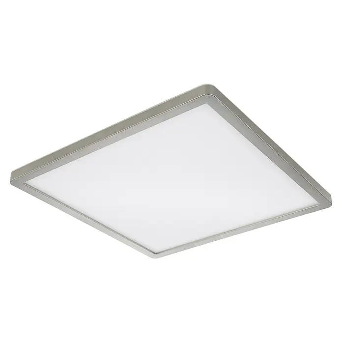 Globo LED-Deckenleuchte Sapana - 18 W, Warmweiß, Nickel, L x B x H: 29,4 x 29,4 x 2,5 cm - Rechteckige LED-Deckenleuchte mit silberfarbenem Rahmen und heller, diffuser Beleuchtung für moderne Innenräume.