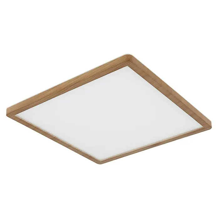 Globo LED-Deckenleuchte Sapana - 24 W, Warmweiß, Holzoptik, L x B x H: 42 x 42 x 2,5 cm - Deckenleuchte mit Holzrahmen und weißer Abdeckung.