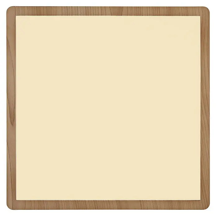 Globo LED-Deckenleuchte Sapana - 24 W, Warmweiß, Holzoptik, L x B x H: 42 x 42 x 2,5 cm - Holzrahmen mit cremefarbenem Hintergrund, ideal für Präsentationen, Notizen oder als dekoratives Element.