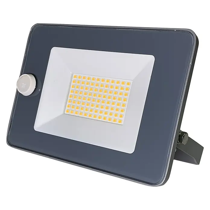 Profi Depot LED-Strahler - 20 W, 3.200 lm, 4.000 K, L x B x H: 18 x 3,7 x 12,6 cm, IP44 - Graue LED-Flutlicht mit quadratischer LED-Anordnung. Das Flutlicht verfügt über einen Bewegungssensor und eine Halterung zur einfachen Montage.