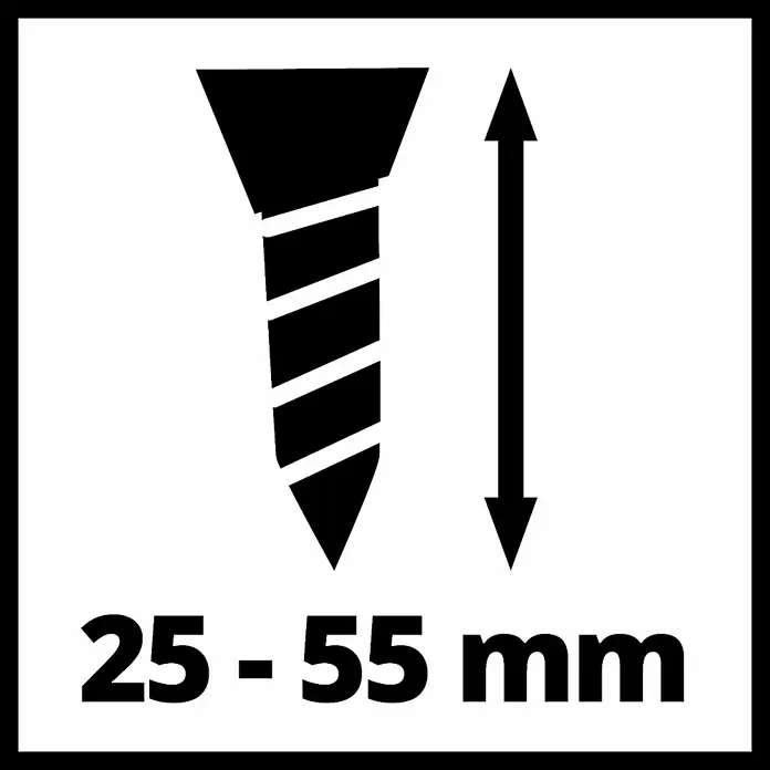 Einhell Magazinaufsatz - Passend für: Einhell Trockenbauschrauber TE-DY 18 Li und TC-DY 710 E - Symbol für Schraubengröße, passend für Schraubenlängen von 25 bis 55 mm.