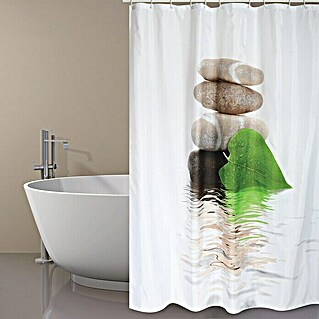 Venus Cortina de baño textil Lingga (180 x 180 cm, Blanco/Beige)