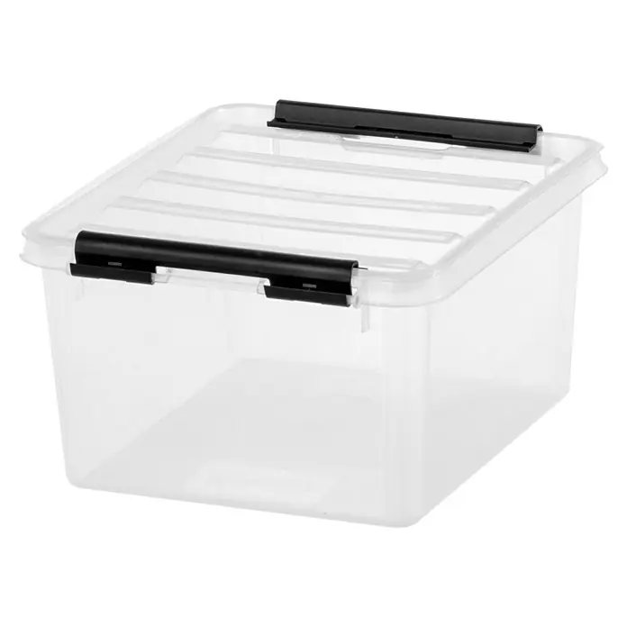 SmartStore Aufbewahrungsbox Classic 2 - L x B x H: 21 x 17 x 11 cm, Kunststoff, Transparent - Transparente Aufbewahrungsbox mit schwarzem Deckel und Verschlüssen. Ideal für die Lagerung von Gegenständen im Haushalt.