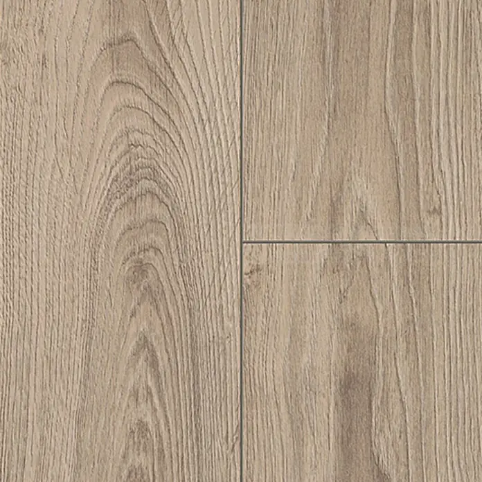 Krono Original Laminat Atlantic 10 - Mushroom Carpenter Oak, Landhausdiele, 1.288 x 195 x 10 mm - Nahaufnahme von hellem Laminatboden mit realistischer Holzstruktur, ideal für moderne Innenräume und einfache Verlegung.