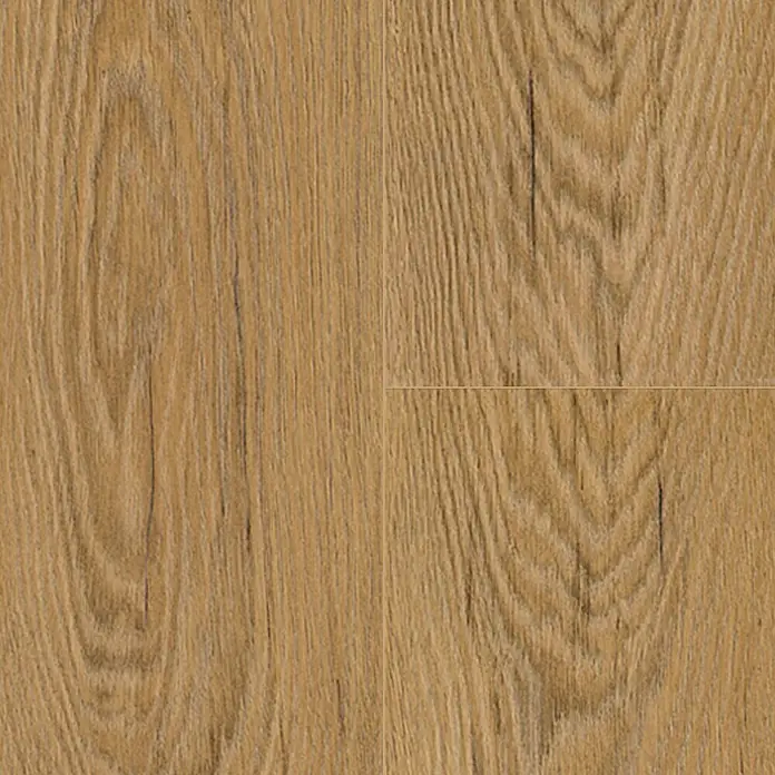 Krono Original Laminat Atlantic 10 - Inca Carpenter Oak, Landhausdiele, 1.288 x 195 x 10 mm - Detailaufnahme von hellem Eichenparkett. Die natürliche Holzmaserung und Farbvariationen des Bodenbelags sind gut sichtbar.
