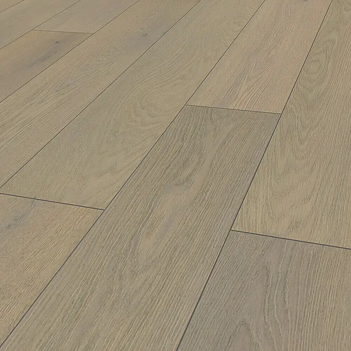 Krono Original Laminat Atlantic 10 - Copper Ethereal Oak, Landhausdiele, 1.288 x 195 x 10 mm - Helle Holzboden mit markanten Maserung und Fugen. Ein natürlicher und warmer Bodenbelag für Wohnräume.