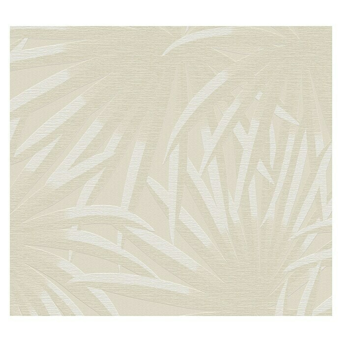 AS Creation Casual Living Vliestapete Palmenblätter (Beige/Weiß, Floral, 10,05 x 0,53 m)