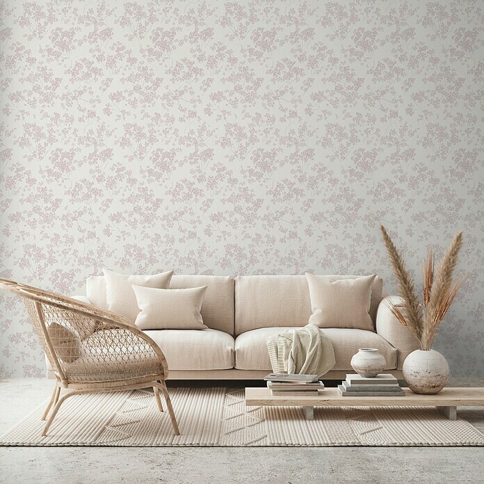 AS Creation Casual Living Vliestapete Blümchen (Weiß/Rosa, Floral, 10,05 x 0,53 m) | BAUHAUS