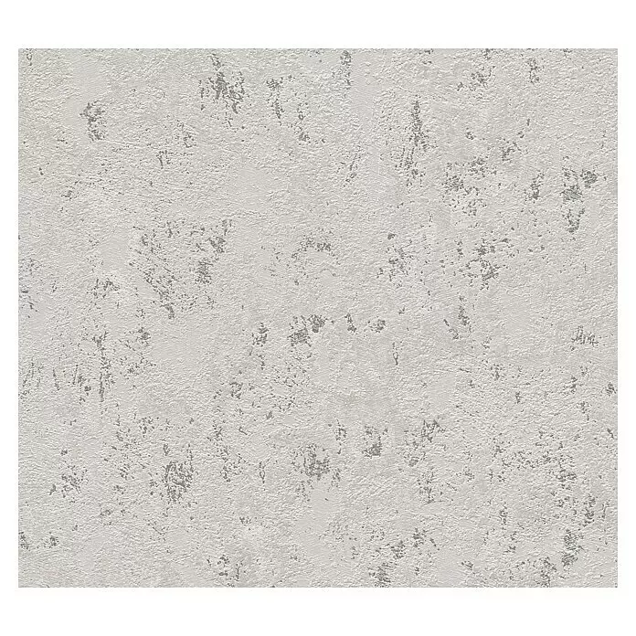 A.S. Création Casual Living Vliestapete Struktur - Grau/Beige/Silber, Uni, 10,05 x 0,53 m - Hellgraue Texturoberfläche mit abgenutzten dunkelgrauen Akzenten.