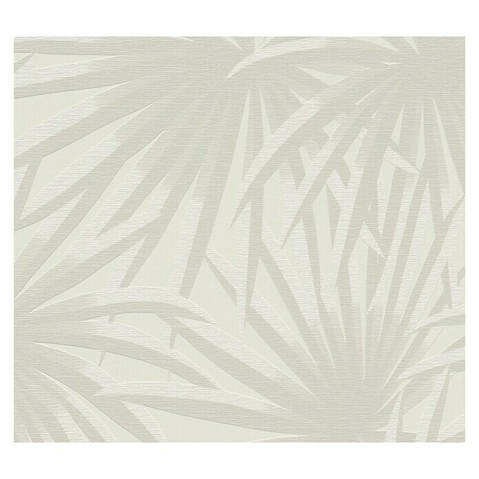 A.S. Création Casual Living Vliestapete Palmenblätter (Creme/Hellgrau, Floral, 10,05 x 0,53 m)