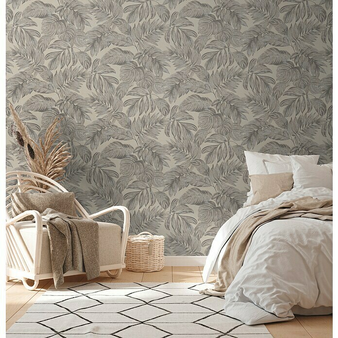 AS Creation Casual Living Vliestapete (Braun/Grau/Beige, Floral, 10,05 x 0,53 m) | BAUHAUS