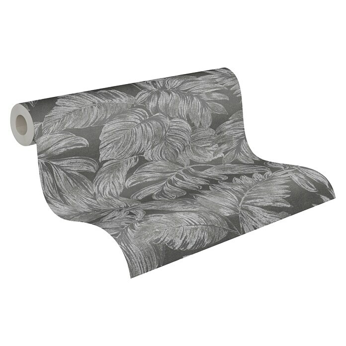 AS Creation Casual Living Vliestapete (Anthrazit/Grau/Silber, Floral, 10,05 x 0,53 m) | BAUHAUS