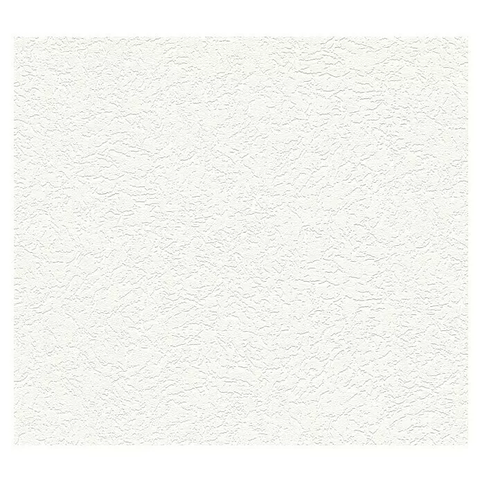 A.S. Création Casual Living Vliestapete Putzeffekt - Weiß, Uni, 10,05 x 0,53 m - Weiße, unregelmäßig texturierte Oberfläche.