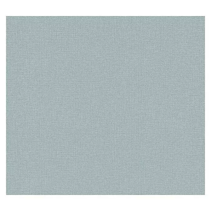 A.S. Création Casual Living Vliestapete Textilstruktur - Türkis, Uni, 10,05 x 0,53 m - Strukturierte hellblaue Stoff- oder Tapetenprobe.