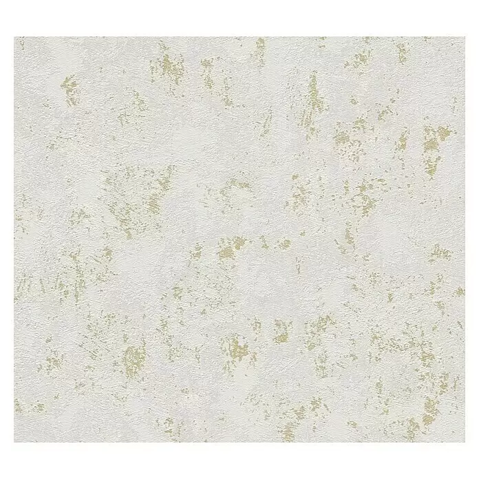 A.S. Création Casual Living Vliestapete Struktur - Grau/Gold/Metallic, Uni, 10,05 x 0,53 m - Helle, strukturierte Tapete mit goldfarbenen, verwitterten Akzenten.