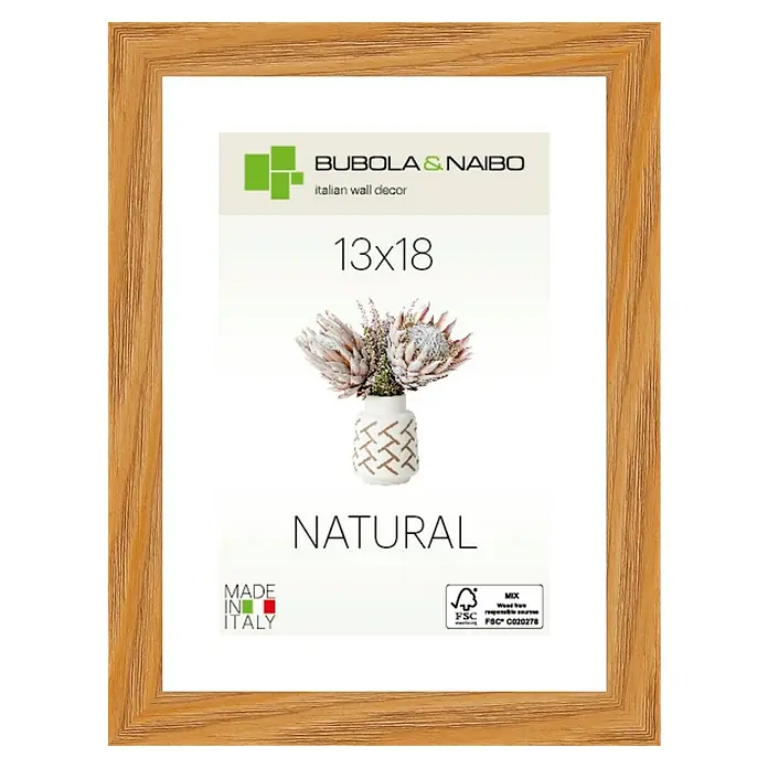 Bubola & Naibo Holzrahmen Tulipa 6340 - 13 x 18 cm, Eiche - Holzrahmen „Natural“ von Bubola & Naibo, 13x18 cm, für stilvolle Wanddekorationen mit FSC-Zertifizierung.