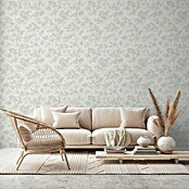 AS Creation Casual Living Vliestapete Blümchen (Weiß/Grün/Grau, Floral, 10,05 x 0,53 m) | BAUHAUS