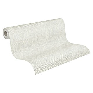 A.S. Création Casual Living Vliestapete Textiluni (Silberweiß, Uni, 10,05 x 0,53 m)