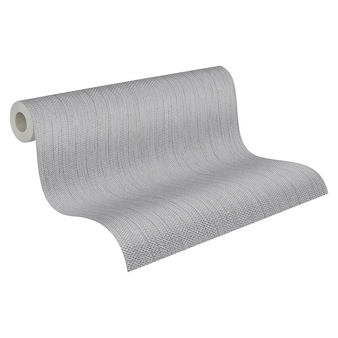 A.S. Création Casual Living Vliestapete Textiluni (Grau/Silber, Uni, 10,05 x 0,53 m) | BAUHAUS