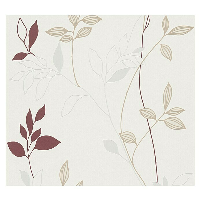 A.S. Création Casual Living Vliestapete Blätter (Creme/Rot/Beige, Floral, 10,05 x 0,53 m)