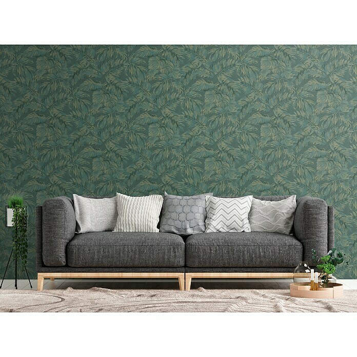 AS Creation Casual Living Vliestapete (Grün/Gold, Floral, 10,05 x 0,53 m) | BAUHAUS