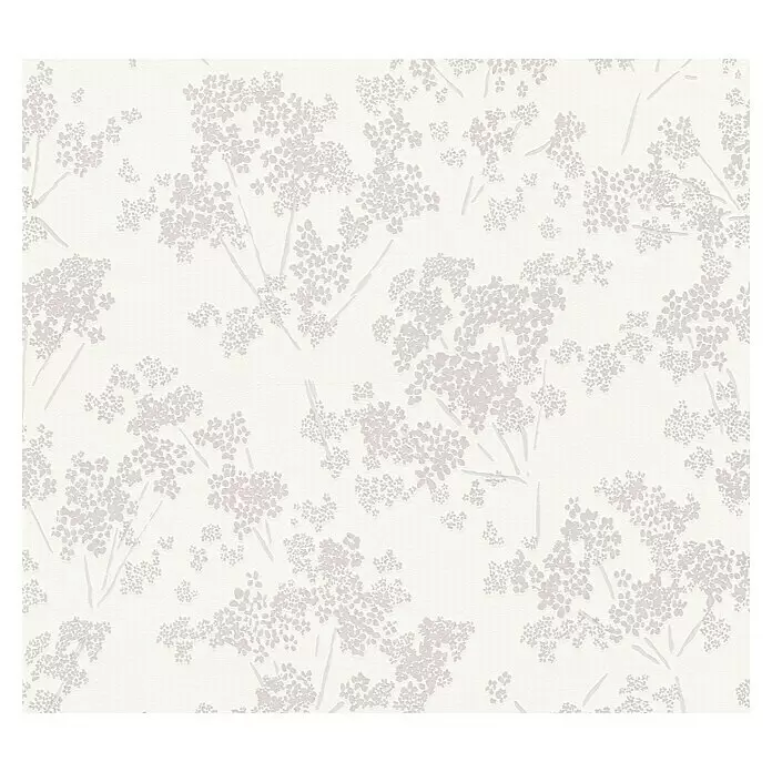 A.S. Création Casual Living Vliestapete Blümchen - Weiß/Rosa, Floral, 10,05 x 0,53 m - Strukturierte cremefarbene Tapete mit zartem hellrosa Blumenmuster aus kleinen Blütenclustern an Zweigen.