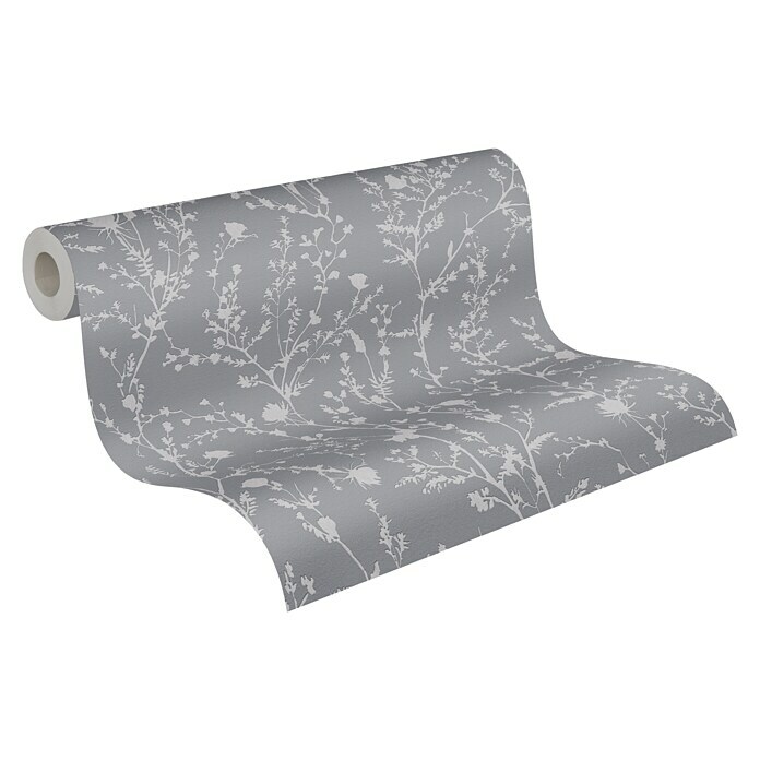 AS Creation Casual Living Vliestapete (Silbergrau, Floral, 10,05 x 0,53 m) | BAUHAUS