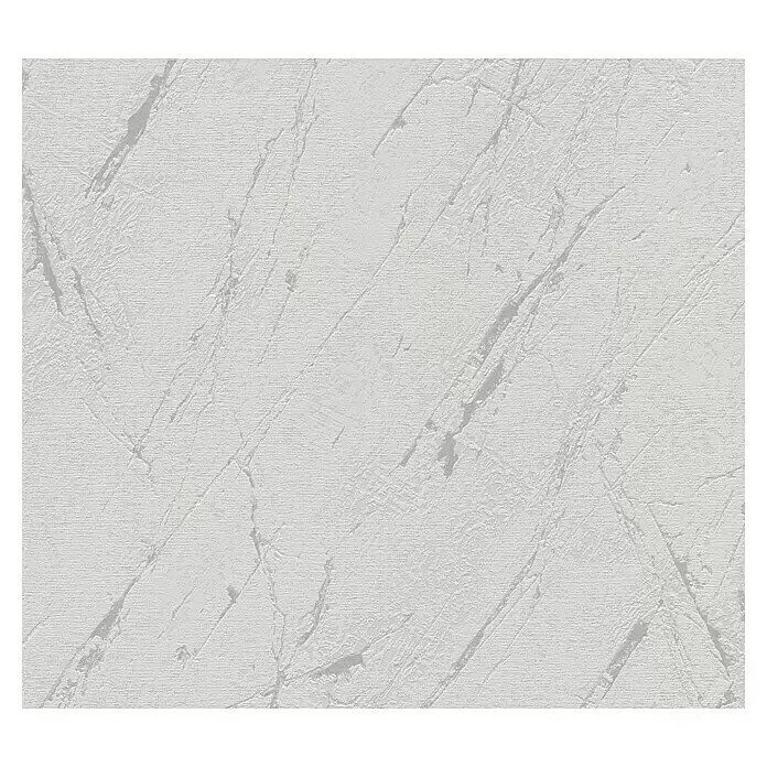 A.S. Création Casual Living Vliestapete Marmor - Silbergrau-Metallic, Steinoptik, 10,05 x 0,53 m - Helle graue Texturoberfläche mit unregelmäßigen dunkleren grauen Adernmustern, geeignet für Böden, Wände oder Arbeitsplatten.