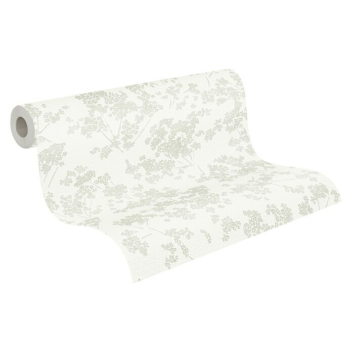 AS Creation Casual Living Vliestapete Blümchen (Weiß/Grün/Grau, Floral, 10,05 x 0,53 m) | BAUHAUS