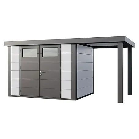 Telluria  Metallgerätehaus Classico 3024 mit Open Lounge S rechts