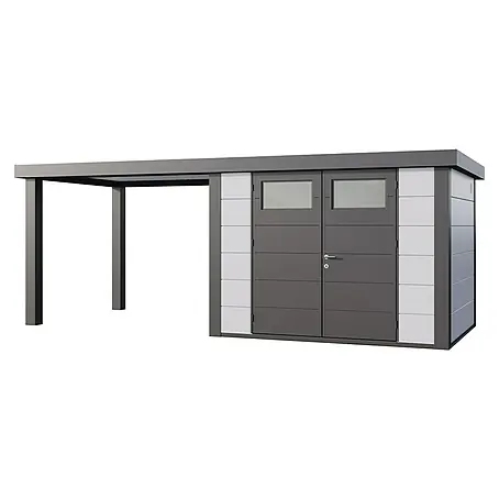 Telluria  Metallgerätehaus Classico 3024 mit Open Lounge L links