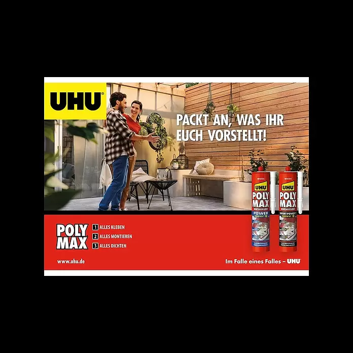UHU Poly Max Montagekleber Power - Weiß, 425 g, Kartusche - UHU POLY MAX Montagekleber | Packt an, was ihr euch vorstellt!