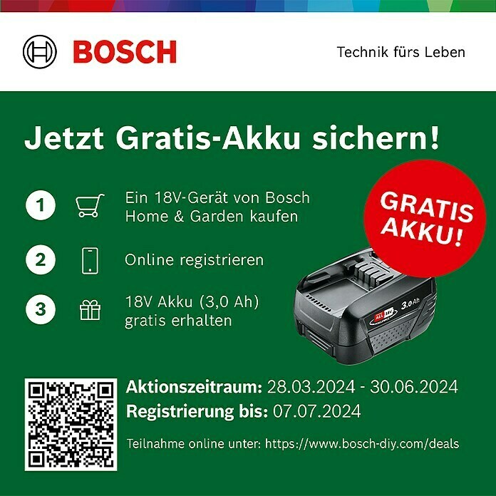 Bosch Akku-Heckenschere UniversalHedgePole 18 (18 V, Li-Ionen, 2,5 Ah, Ohne Akku)