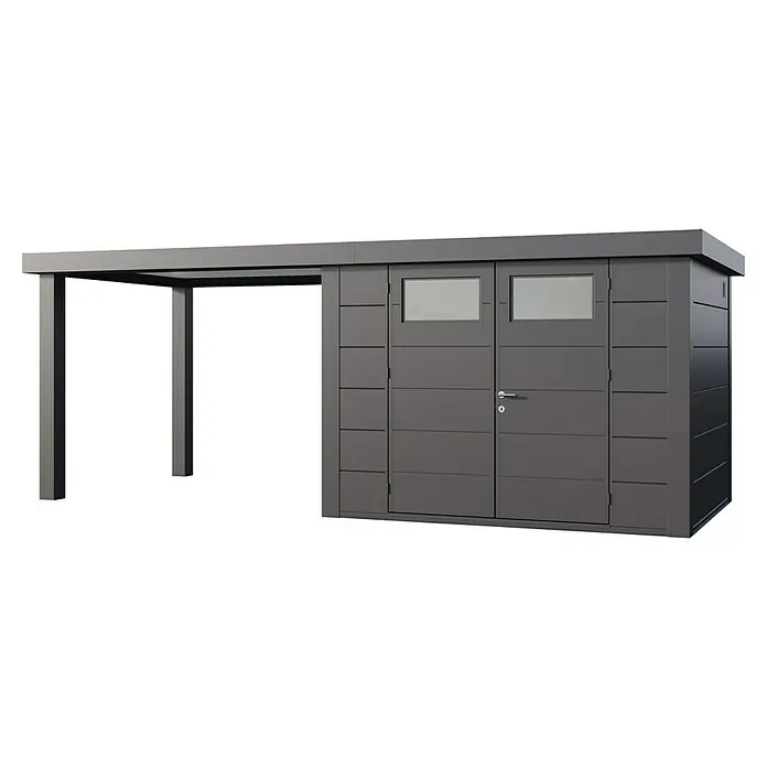 Telluria Metallgerätehaus Classico 3024 mit Open Lounge L links