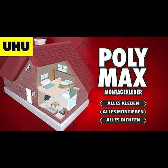 UHU Poly Max Montagekleber Power (Transparent, 115 g, Tube) | BAUHAUS