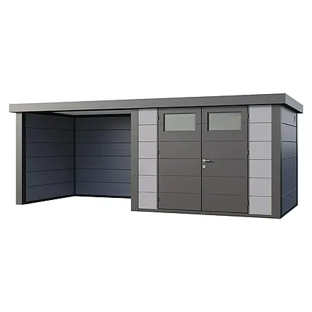 Telluria  Metallgerätehaus Classico 3024 mit Lounge S links inkl. Elektro-Set
