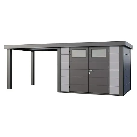 Telluria  Metallgerätehaus Classico 3024 mit Open Lounge L links