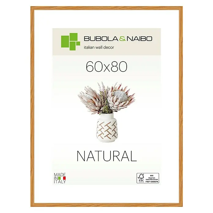 Bubola & Naibo Holzrahmen Tulipa 6340 - 60 x 80 cm, Eiche - Ein gerahmtes "Bubola & Naibo" Wanddekor im Format 60x80, das Natürlichkeit und italienisches Design vereint.