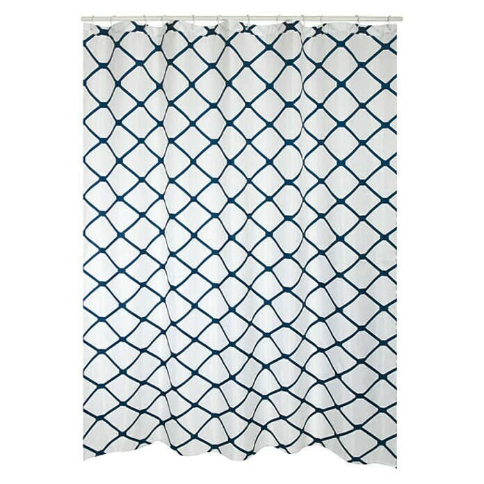 Venus Cortina de baño textil Granada (An x Al: 180 x 200 cm, Azul/Blanco)