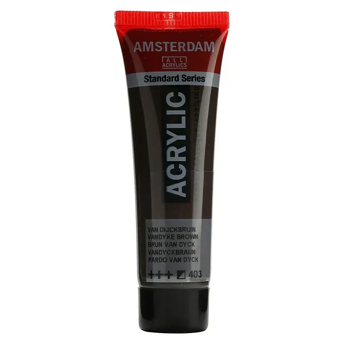 Talens Amsterdam Pintura acrílica Standard - Pardo Van Dyck, 20 ml, Tubo - Un tubo de pintura acrílica Amsterdam Standard Series en Vandyke Brown, perfecto para artistas y aficionados.